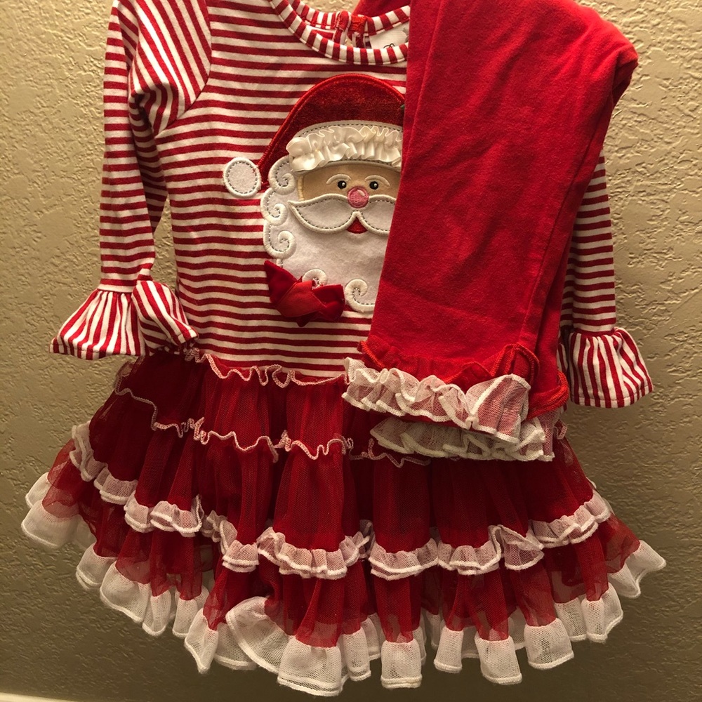 Rare editions Santa tutu dress ruffle leggings